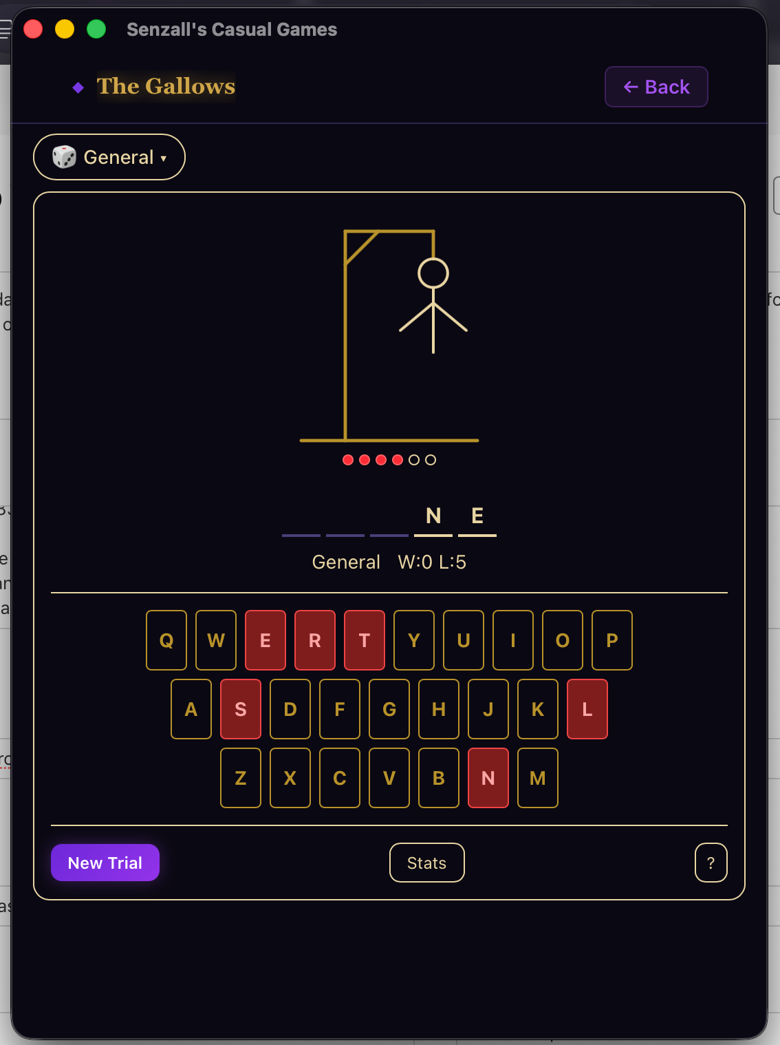 The Gallows — Hangman gameplay screenshot