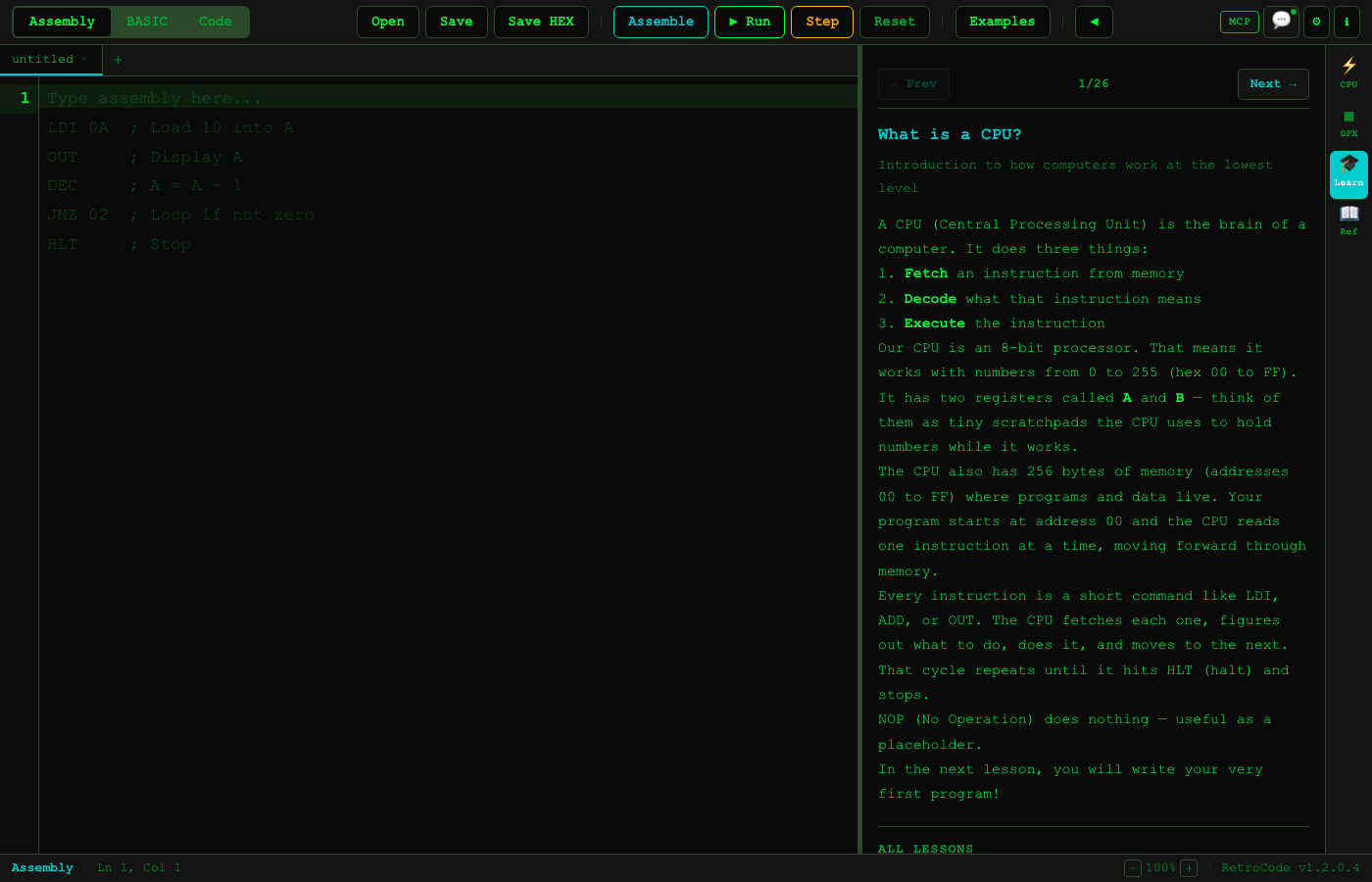 Assembly lesson browser
