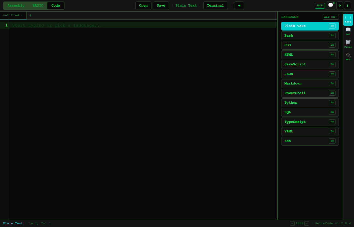 Language selector with 26 languages
